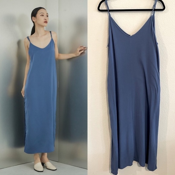 IJoah Women’s Maxi Dress Medium Blue Longline Lagenlook Coast Contemporary - Picture 1 of 13